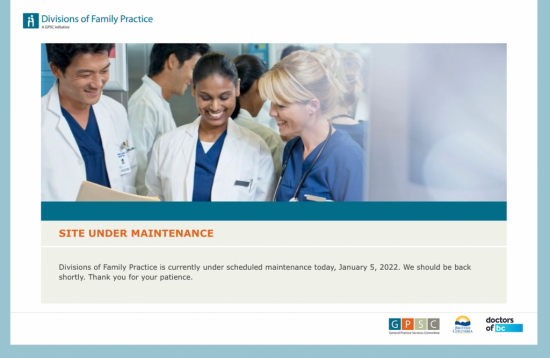 screenshot of what the website will look like to say it is under maintenance.